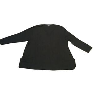 Roaman's WOMEN'S Black LONG SLEEVE V NECK 2 Pockets Light SWEATER Size 34/36 -4X